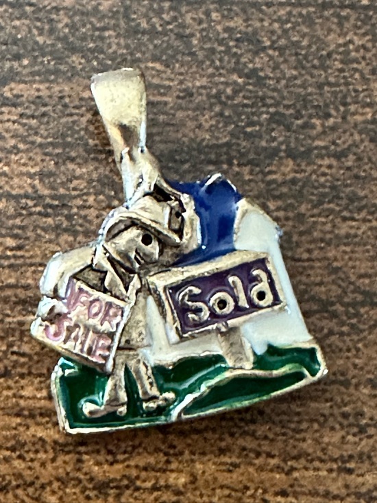 for sale Jewelry - Enamel 'Sold' Real Estate Charm Necklace Pendant in Multicolor